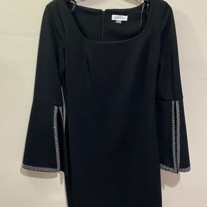 CALVIN KLEIN BLACK FORMAL COCKTAIL DRESS WITH STUDS ON SLEEVES